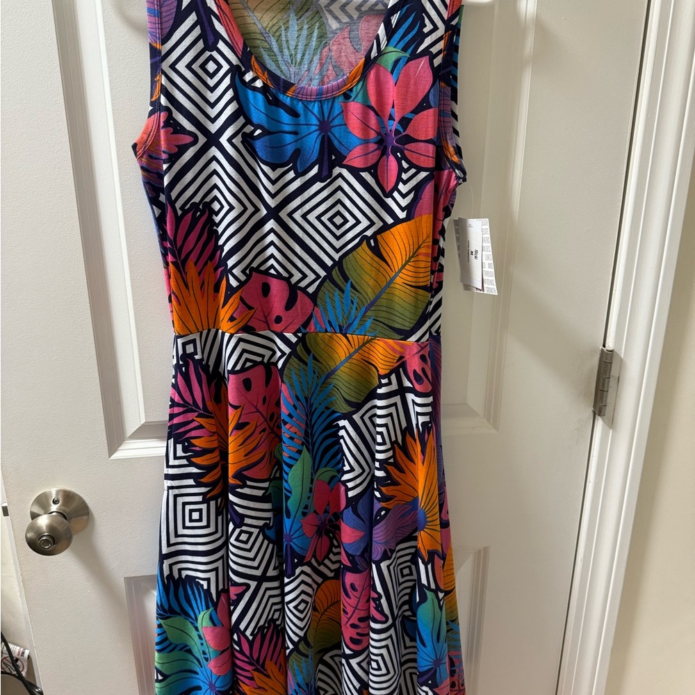 Vibrant Multicolor Geometric Floral Dress